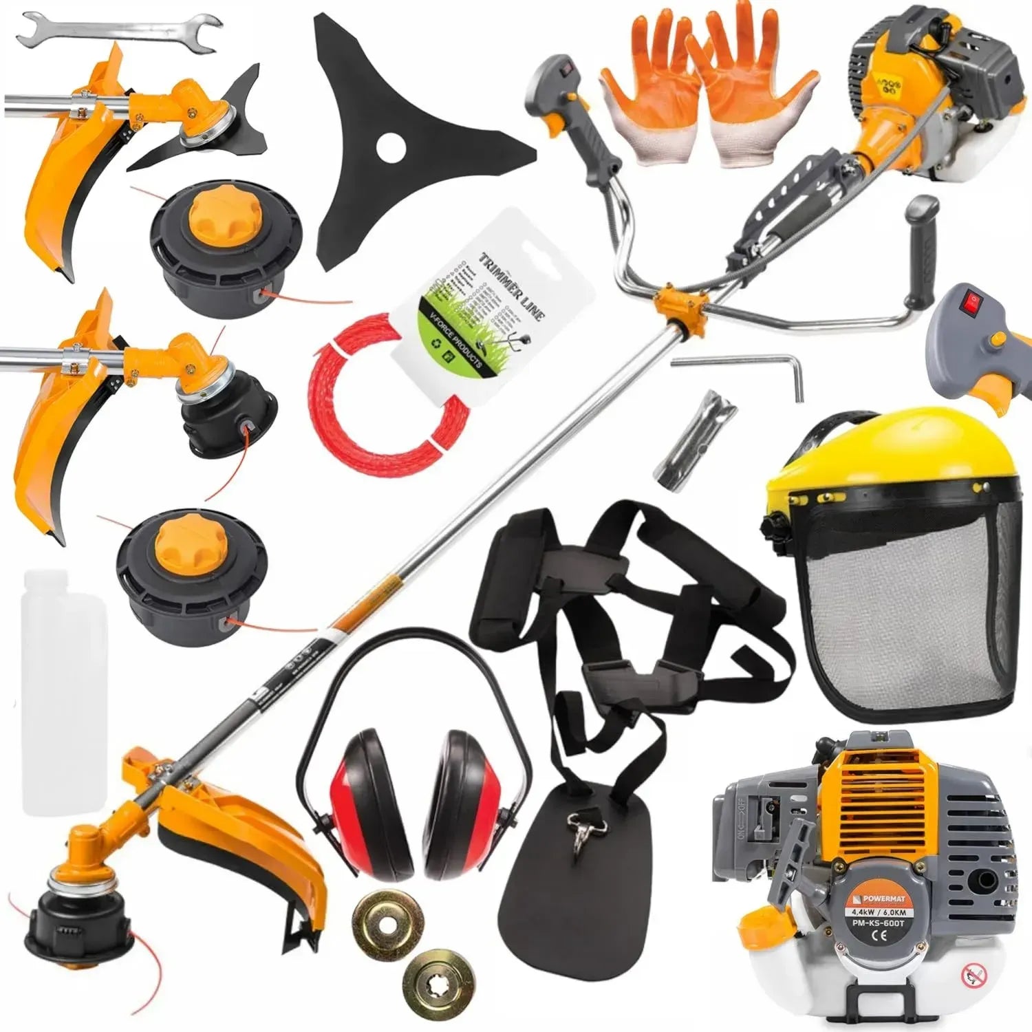 Benzin-Rasentrimmer 52ccm, 6 PS Freischneider mit Zubehörset